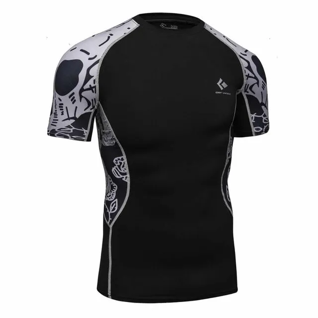 3D Printed T-shirts Men Compression Shirt Men's MMA Tshirt Short Sleeve Quick dry Workout Bodybuilding Fitness Tops T shirt