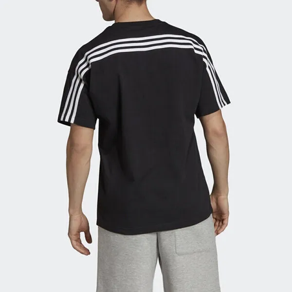 adidas M Mh 3S Tee Stripe Sports Training Round Neck Short Sleeve Black