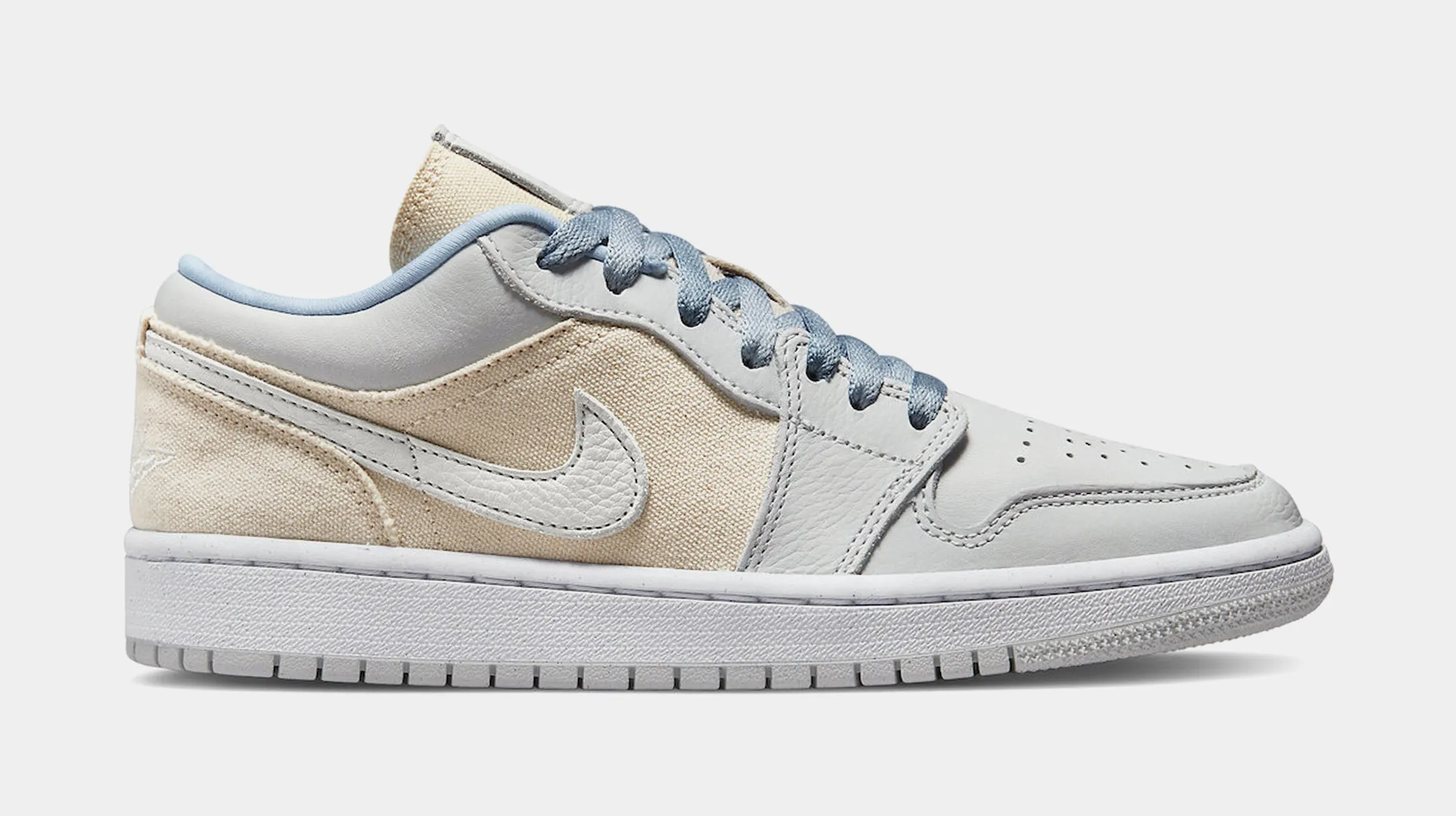 Air Jordan 1 Low Canvas Womens Lifestyle Shoes (White/Beige)