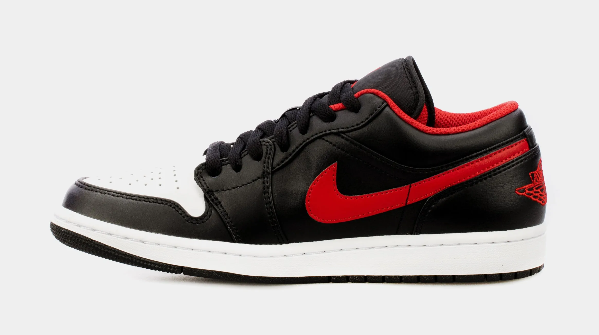 Air Jordan 1 Low White Toe Mens Lifestyle Shoes (Black/Red)