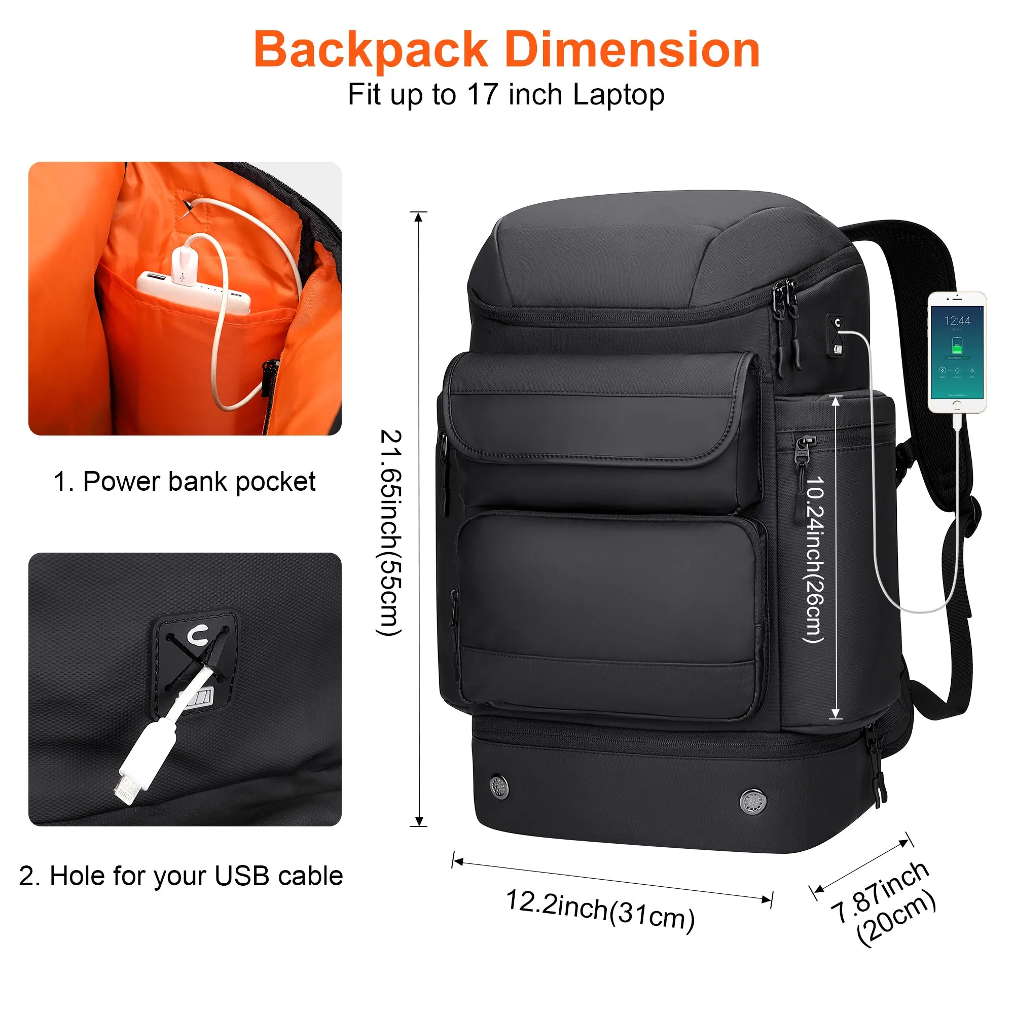 Carry on Travel Backpack for Men Women 17 Inch Computer Laptop Backpack