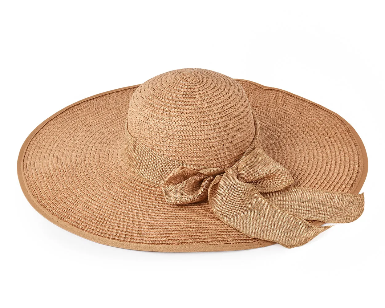 Foldable Straw Hat with Bowknot for Women