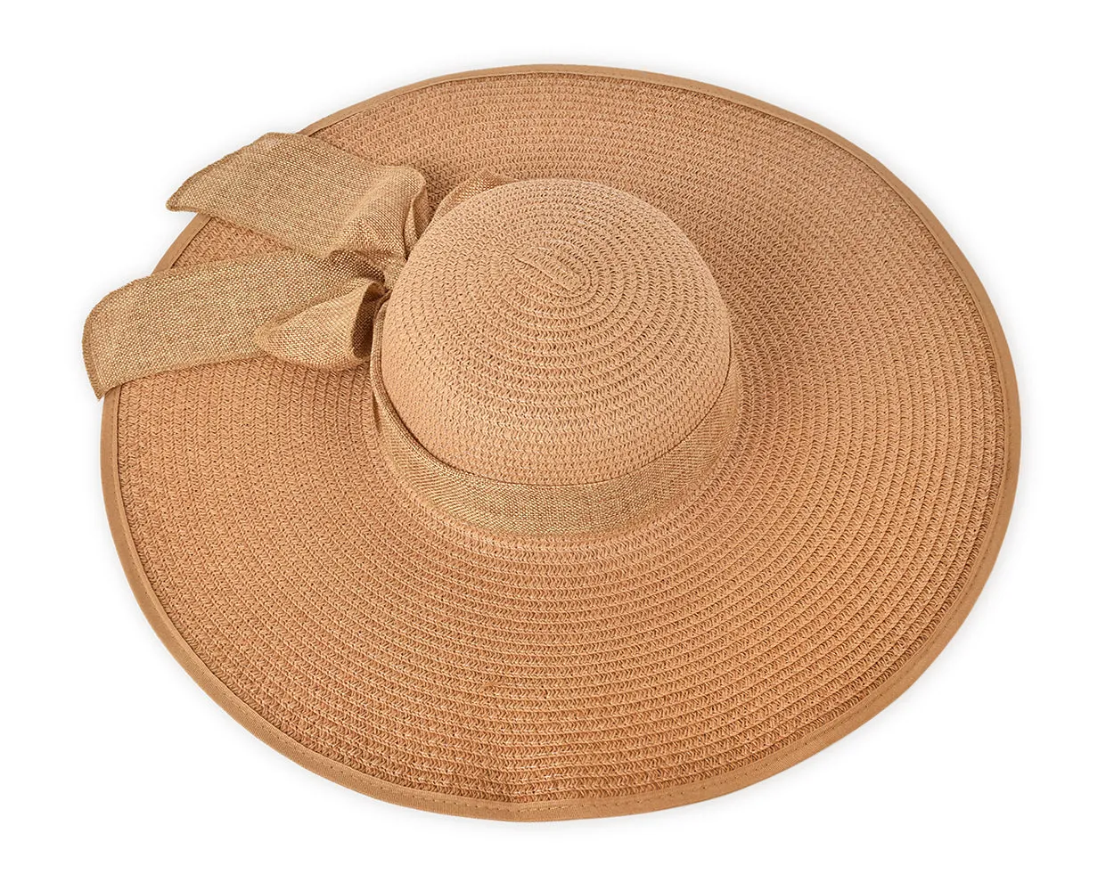 Foldable Straw Hat with Bowknot for Women