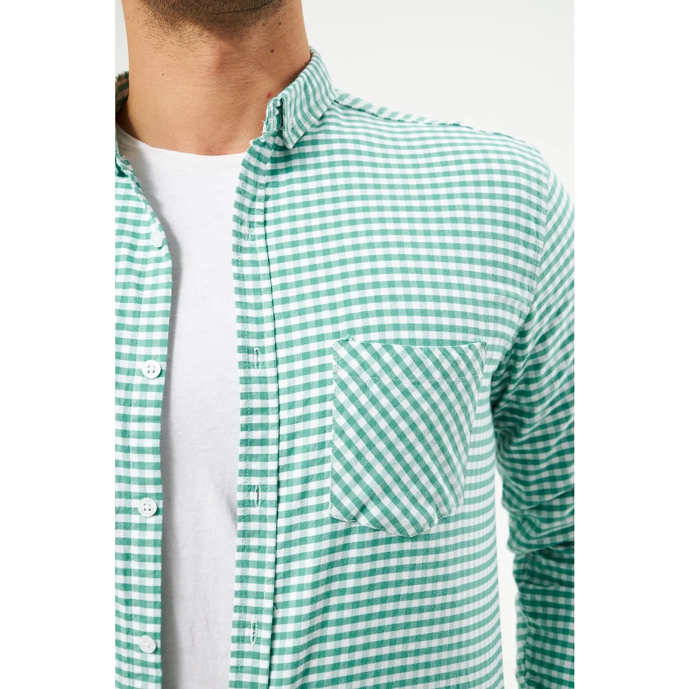 Green Ghingham Check Casual Shirt