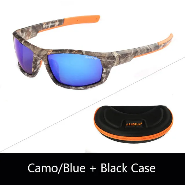 JIANGTUN Hot Trendy Camo Black Polarized Sunglasses Men Women Brand Designer Sports Sun Glasses UV400 Driving Gafas