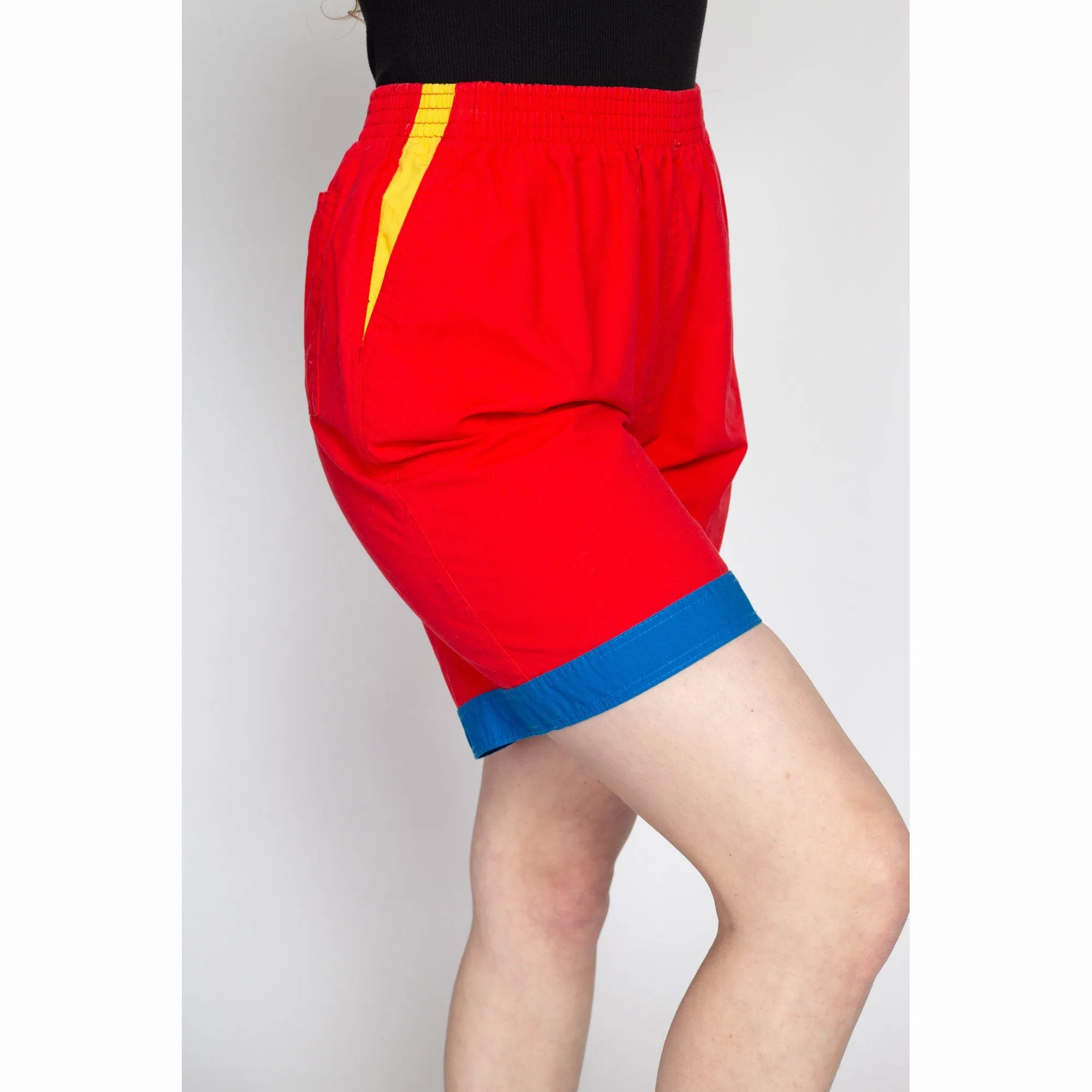 Medium 80s Red Color Block Shorts