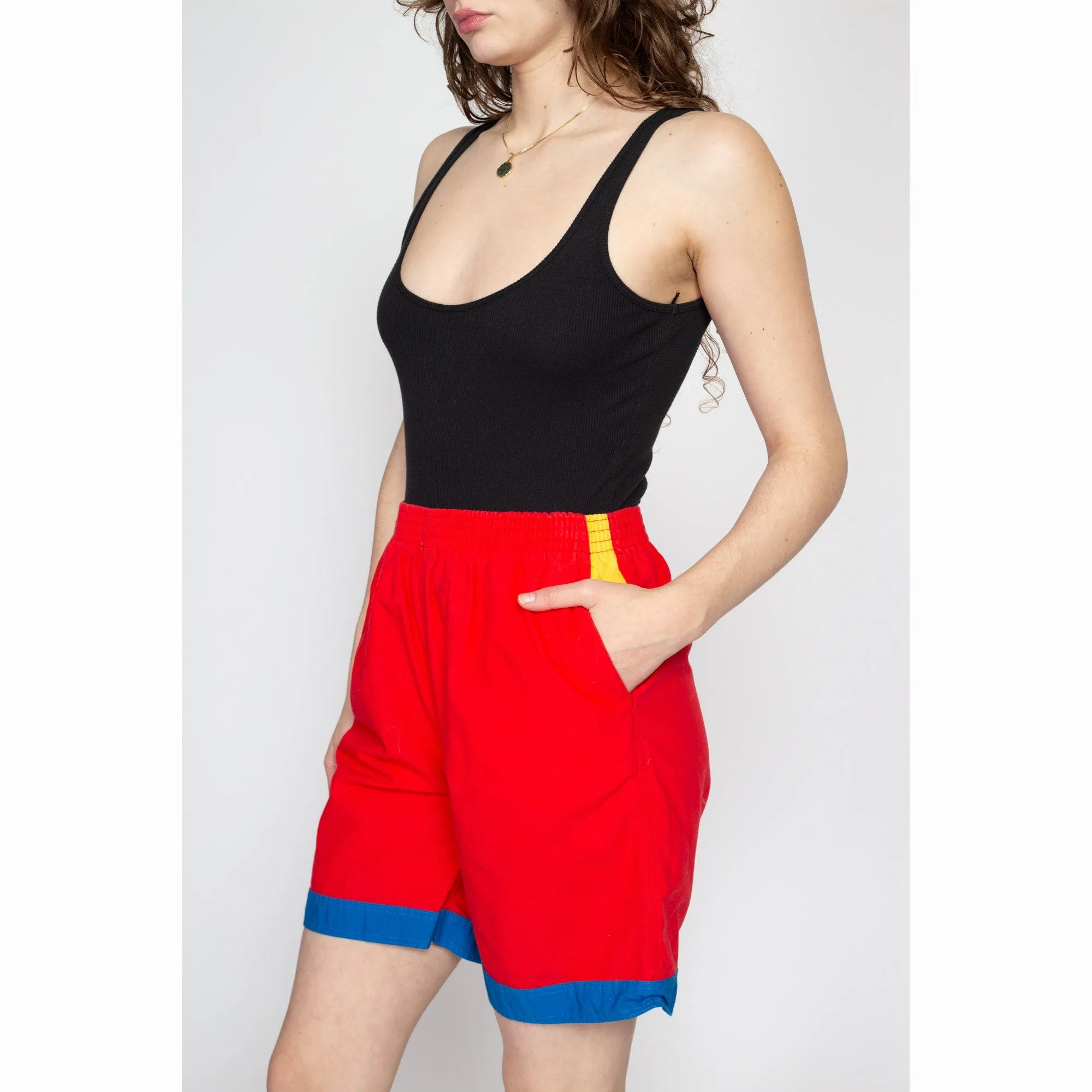 Medium 80s Red Color Block Shorts