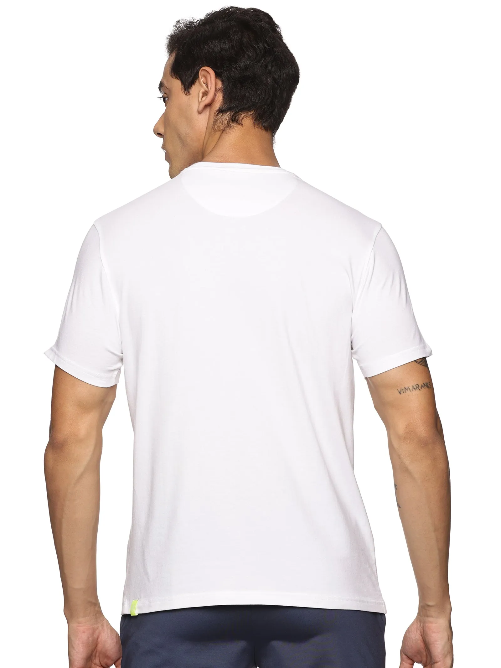 Men Round neck Bamboo Cotton T shirt  (White)