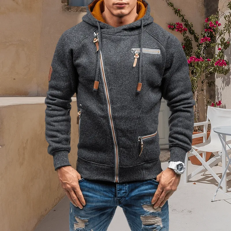 Men's Hooded Side Zip Cationic Sweatshirt