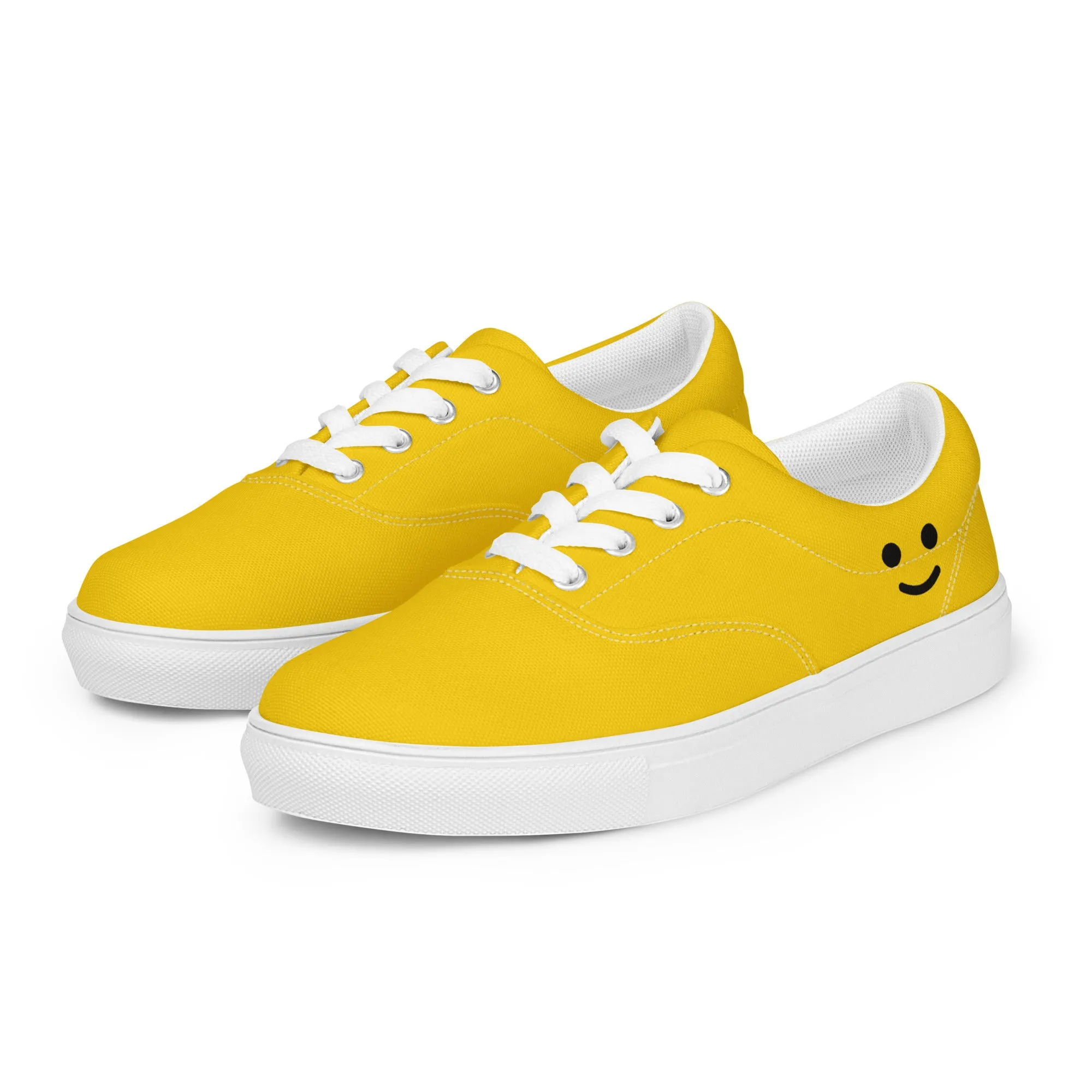 Minifigure Head Men’s Lace-Up Canvas Shoes