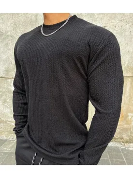 Muscle New Men'S Sports Casual Running Fitness Solid Color Stretch Quick Dry Bottoming Long Sleeve Top