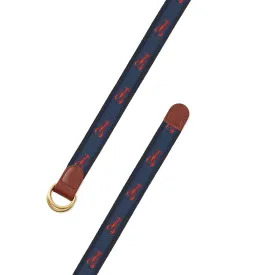 Navy Lobster Motif D-Ring Belt