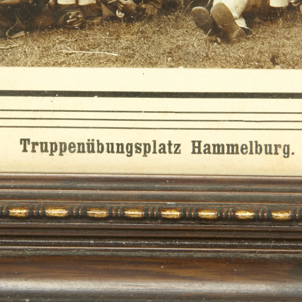 Original German Pre-WWI Wood Framed Photograph of Soldiers Drinking Beer at Hammelburg Training Area - Dated 1901