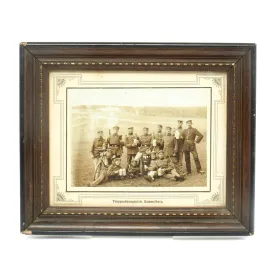 Original German Pre-WWI Wood Framed Photograph of Soldiers Drinking Beer at Hammelburg Training Area - Dated 1901