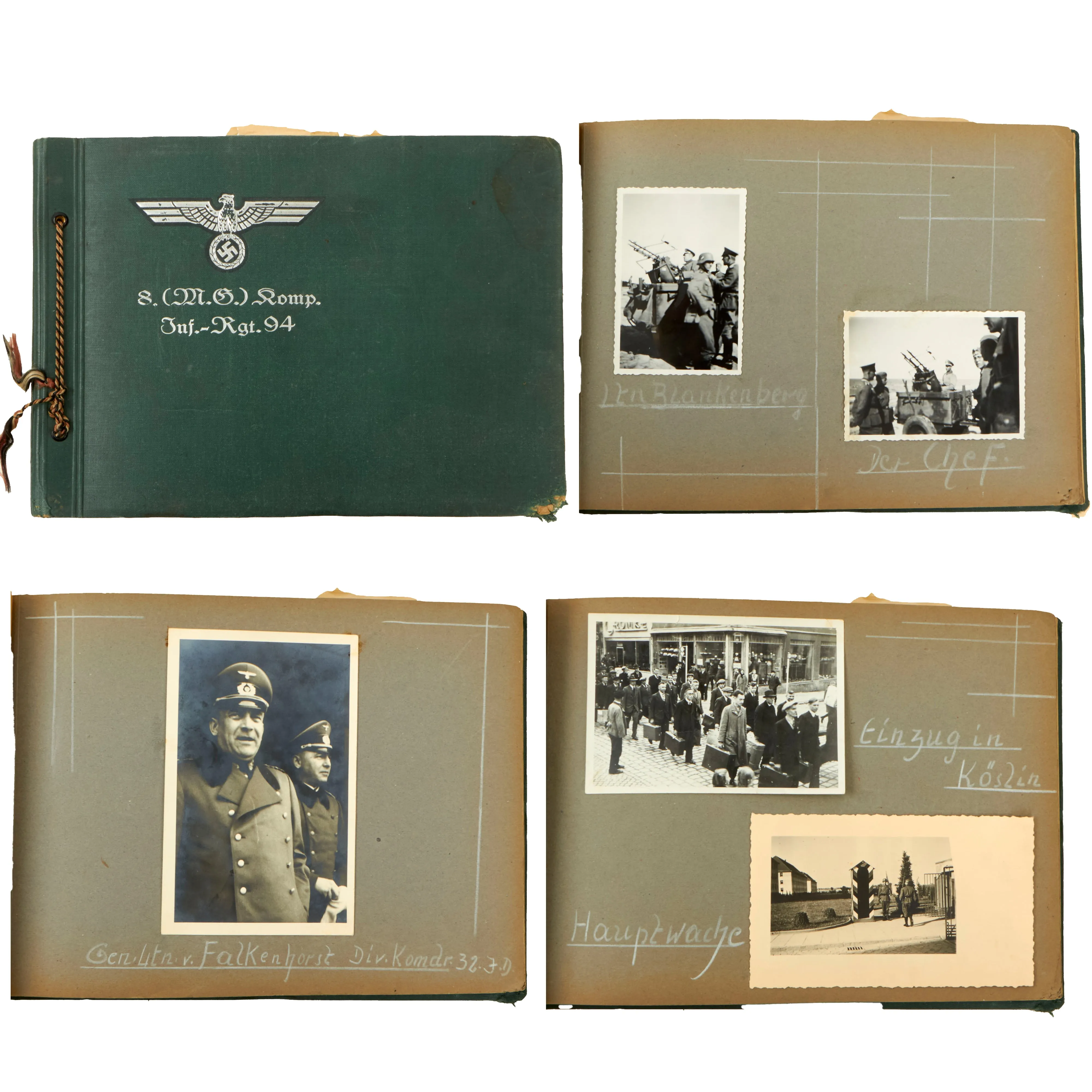 Original German WWII Named Heer Army 8th Machine Gun Company 94th Infantry Regiment Photo Album - 78 Photographs Total