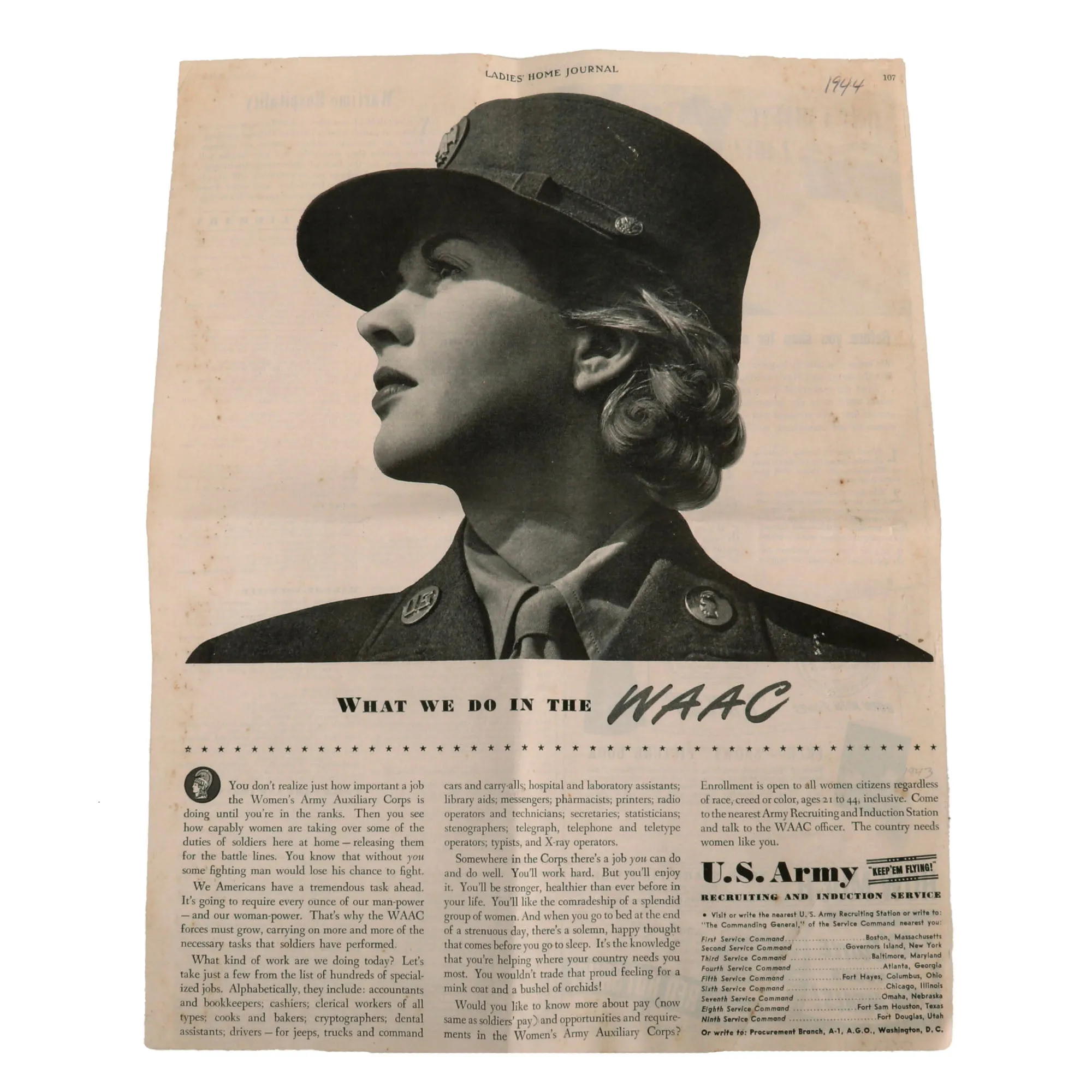 Original U.S. WWII Early War “Summer Khaki” Women's Army Corps WAC Hobby Hat - Laundry Number Marked For Maria G. Gutierrez