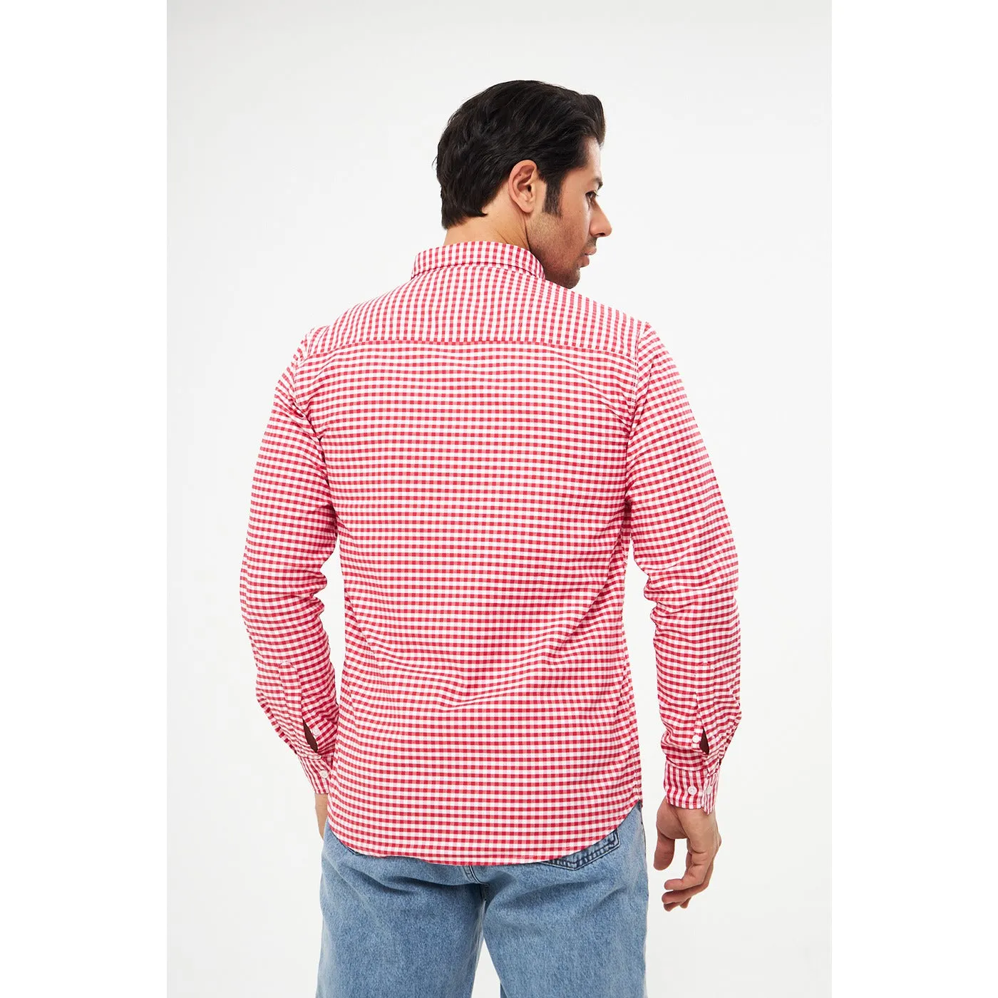 Red Ghingham Check Casual Shirt