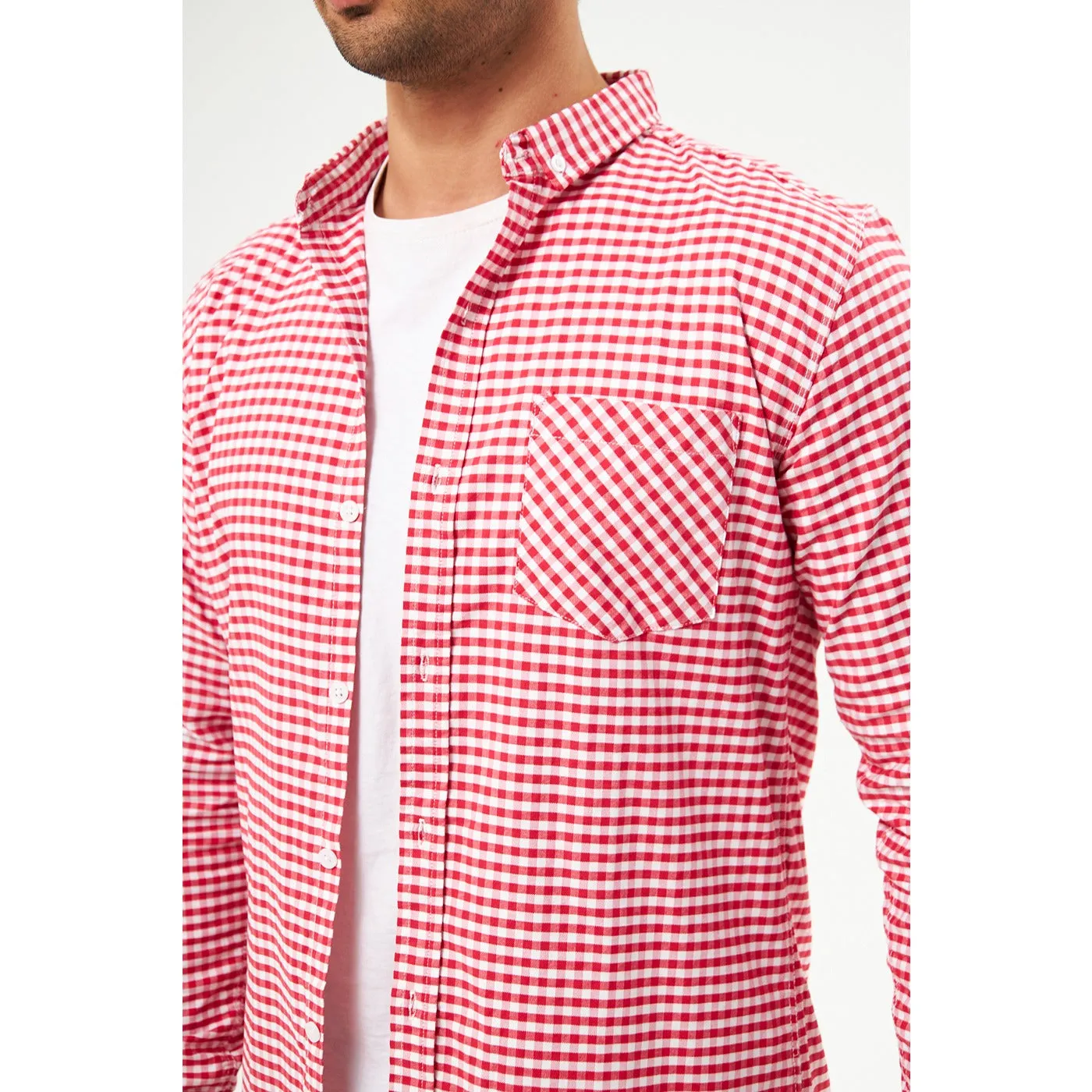 Red Ghingham Check Casual Shirt