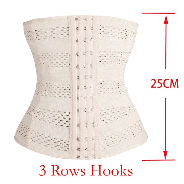 Top Body Shaper Waist Trainer Corset Women Cincher Post-baby Control Underbust Breathable slim Shapewear Hot Belt Black beige