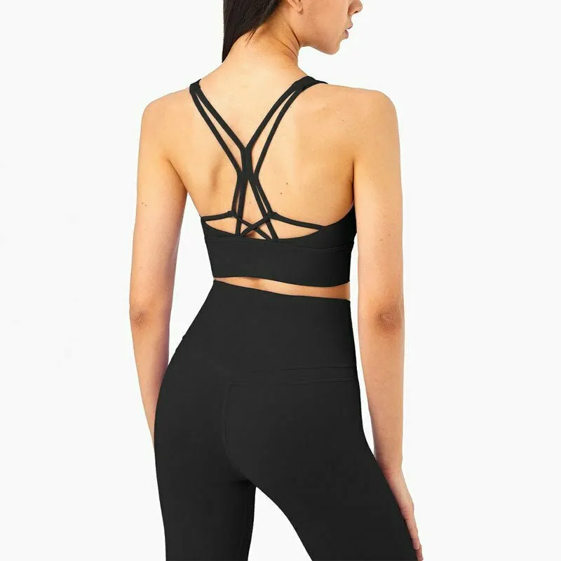 wholesale Cross Back Yoga Bra Sports Top Sexy V Collar