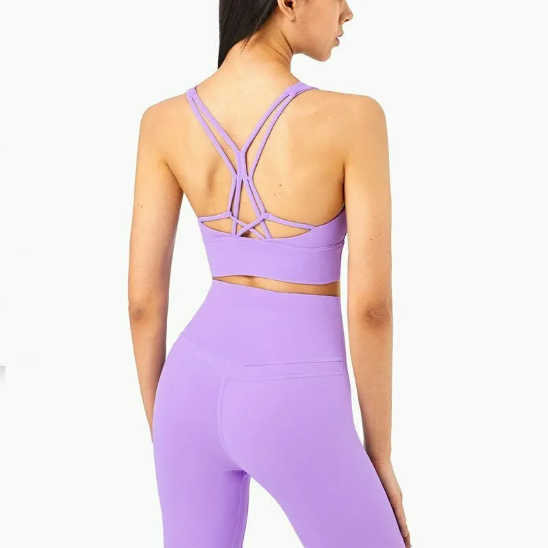 wholesale Cross Back Yoga Bra Sports Top Sexy V Collar