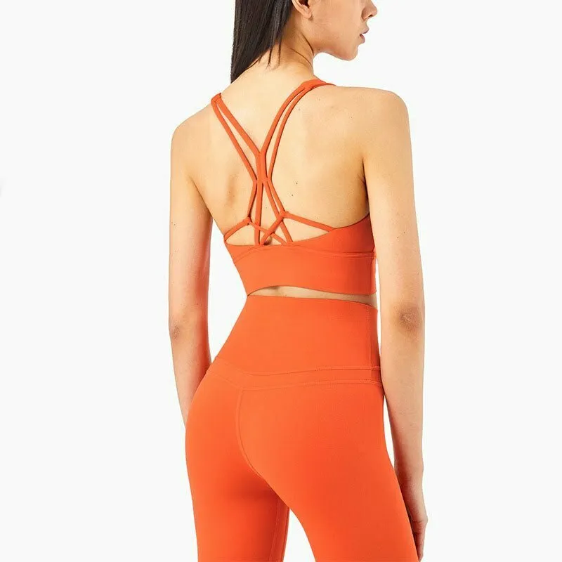 wholesale Cross Back Yoga Bra Sports Top Sexy V Collar