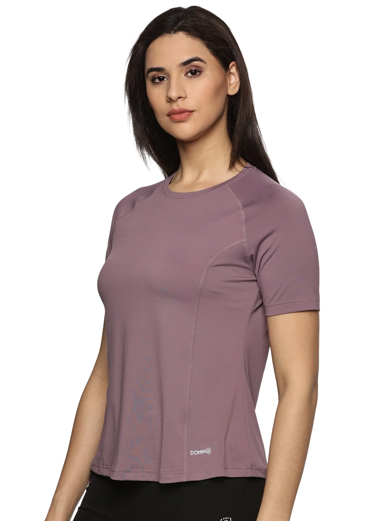 Women Breathable Quick Dry Kooltex Regular Fit Sports T-Shirt (Plum)