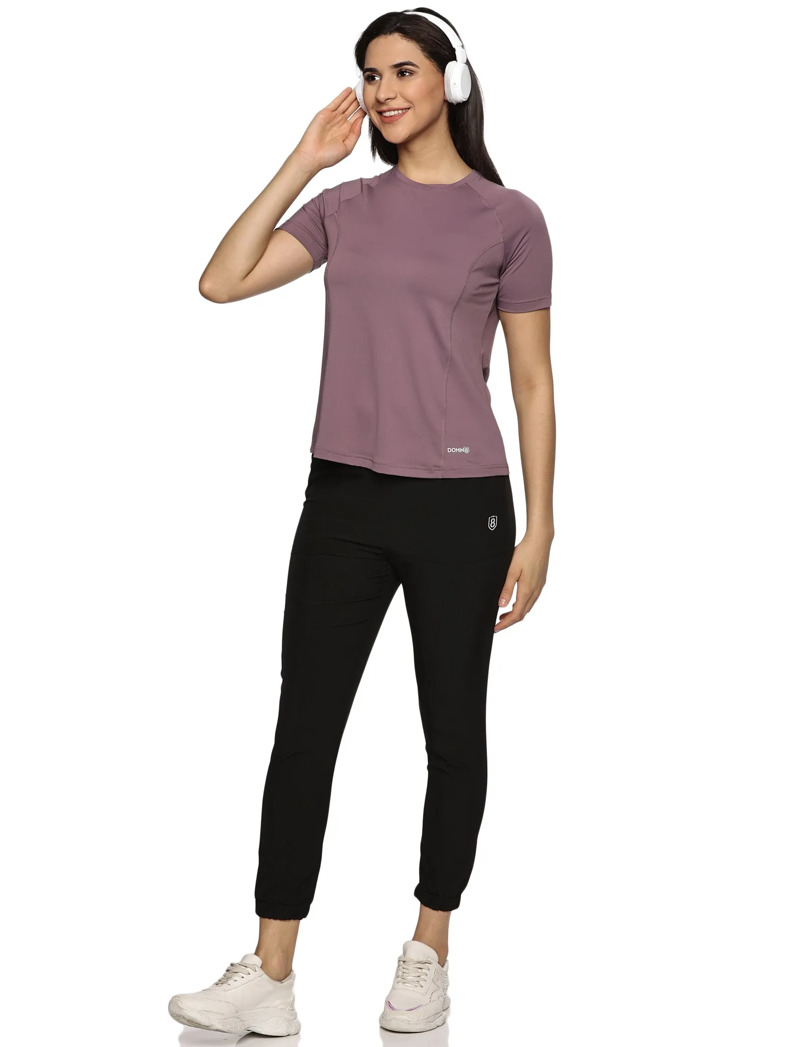 Women Breathable Quick Dry Kooltex Regular Fit Sports T-Shirt (Plum)