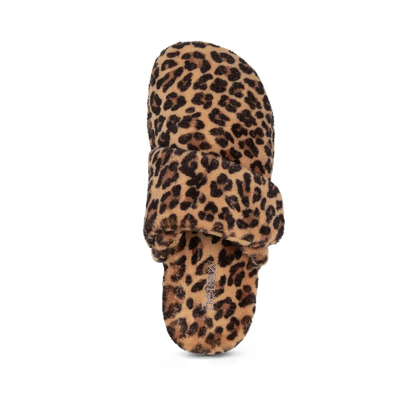 Women's Aetrex Mandy Closed Toe Slipper Color: Leopard