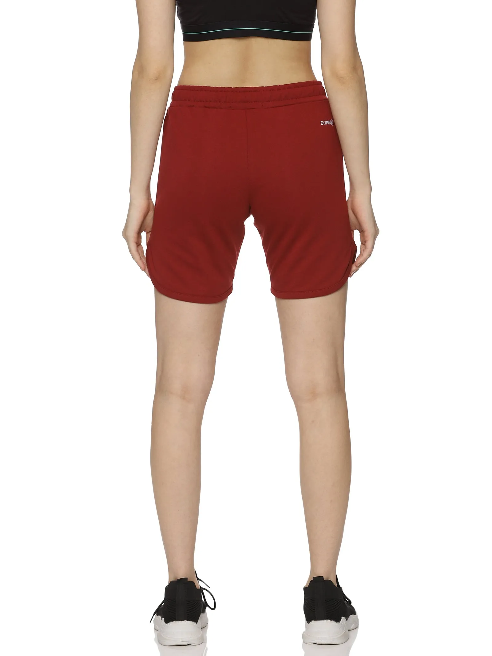 Women's Solid training shorts with Self Fabric Elasticated Drawstring waist.